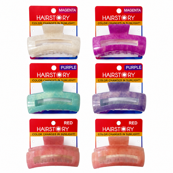 HAIRSTORY Sun UV Color Changing Acrylic Square Hollow Out Clamp 10CM