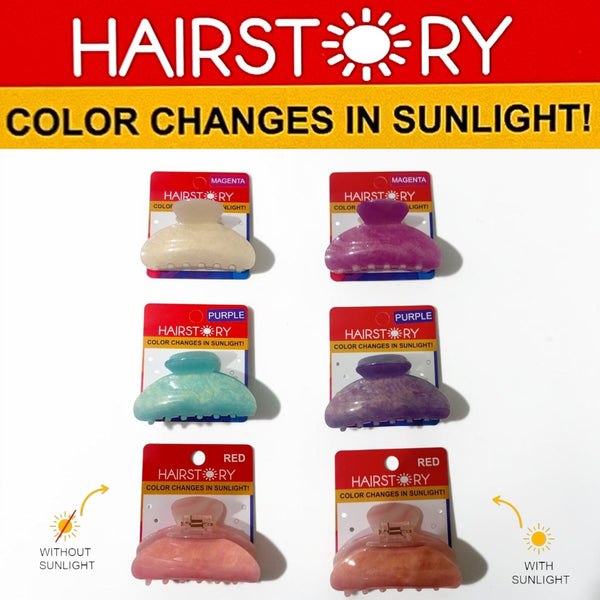 HAIRSTORY CCAH-004 Sun UV Color Changing Acrylic Arc Hair Clamp 8cm